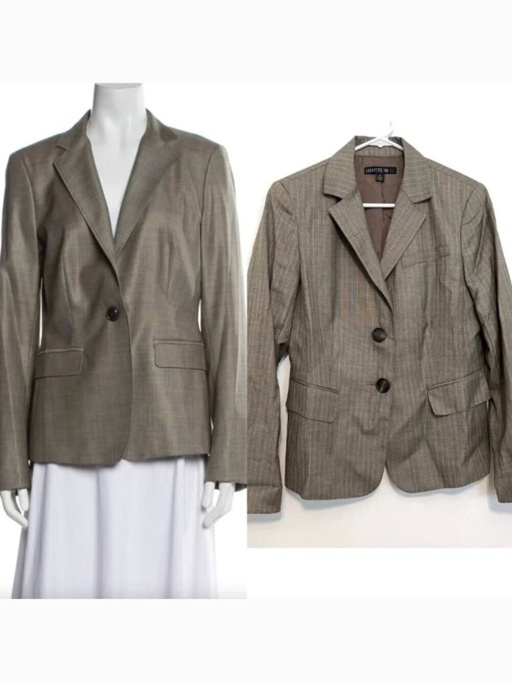 LAFAYETTE 148 NEW YORK Tan Dark Brown Pink Pinstripe Stripe WOOL Blazer Jacket 6